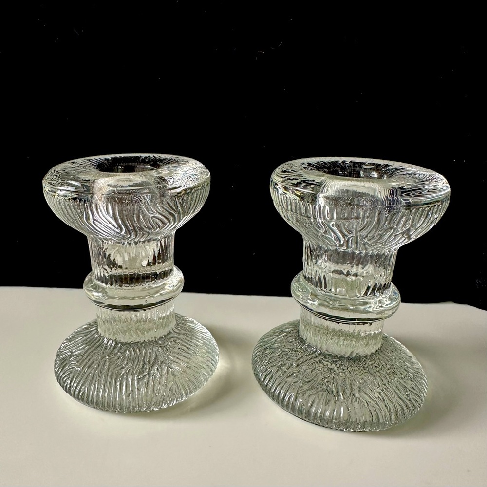 Scandinavian Glass Style Candle Holders- Similar to Iittala Festivo Glass MCM